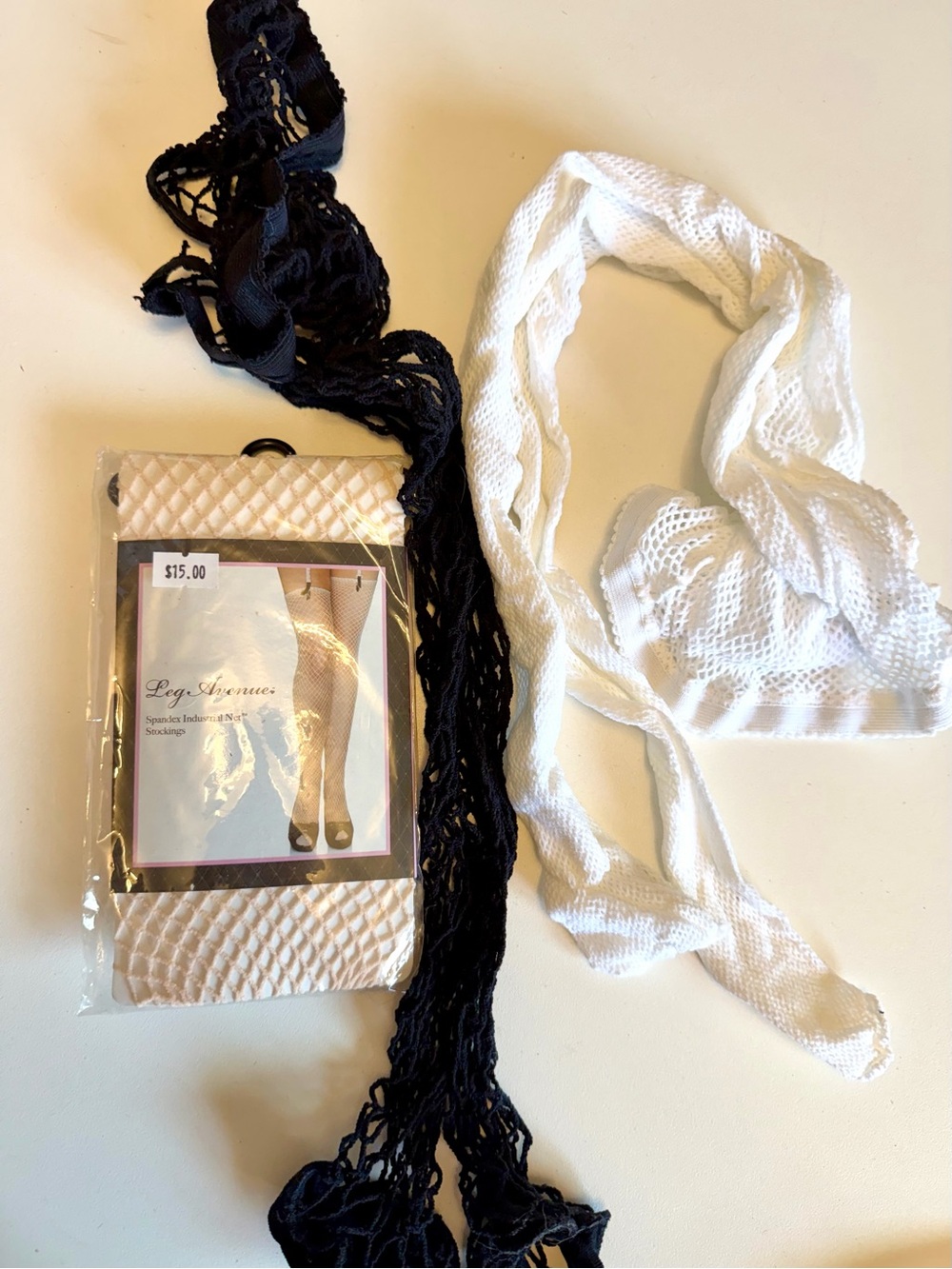 Leg Avenue Fishnet Thigh Highs & Fishnet Bundle - Black, Cream, White